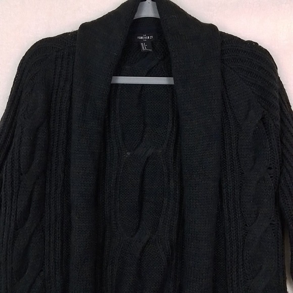 Forever 21 Chunky Cable Knit Open Front Cardigan Size Small in Navy, Green - Picture 4 of 11